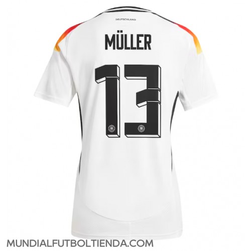 Camiseta Alemania Thomas Muller #13 Primera Equipación Replica Eurocopa 2024 para mujer mangas cortas